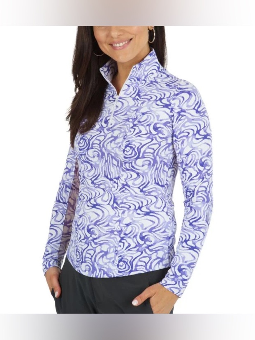 IBKUL  1/4 Zip Mock Neck Pullover Shirt Womens Small Jacket Kinsley UPF 50+